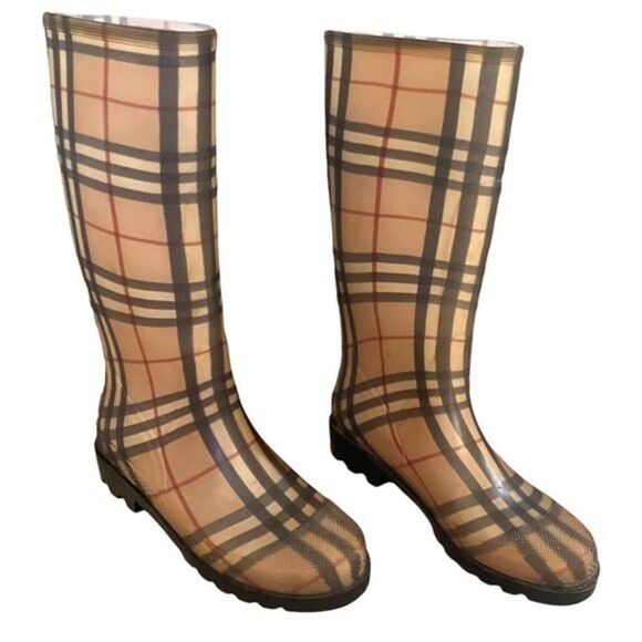 Burberry Nova Check Plaid Rubber Rain Boots y2k - Picture 2 of 9